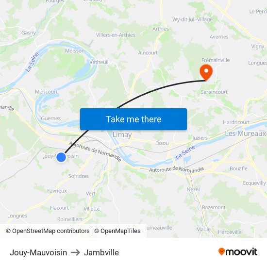 Jouy-Mauvoisin to Jambville map
