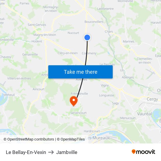 Le Bellay-En-Vexin to Jambville map
