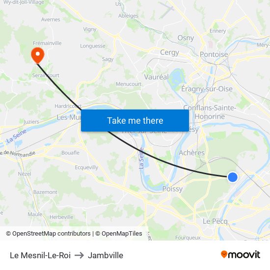 Le Mesnil-Le-Roi to Jambville map