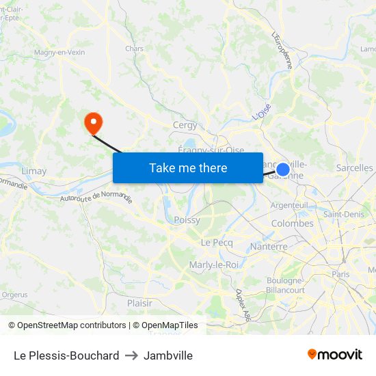 Le Plessis-Bouchard to Jambville map