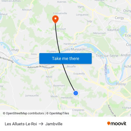 Les Alluets-Le-Roi to Jambville map