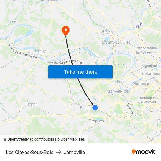 Les Clayes-Sous-Bois to Jambville map