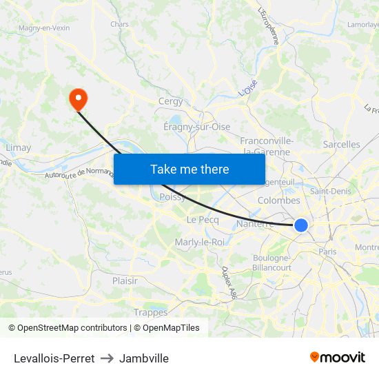 Levallois-Perret to Jambville map