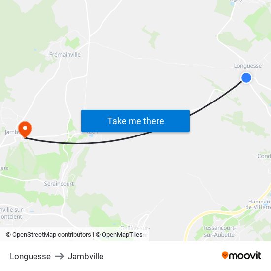 Longuesse to Jambville map