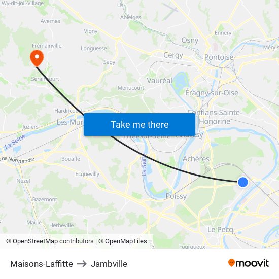 Maisons-Laffitte to Jambville map