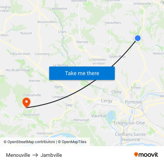 Menouville to Jambville map