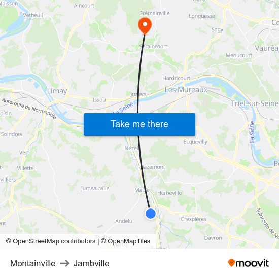 Montainville to Jambville map