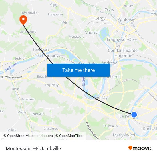Montesson to Jambville map