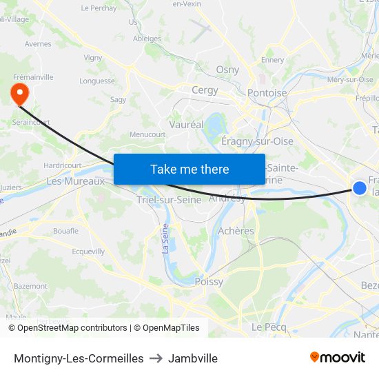 Montigny-Les-Cormeilles to Jambville map