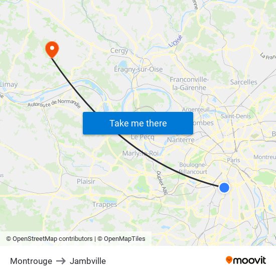 Montrouge to Jambville map