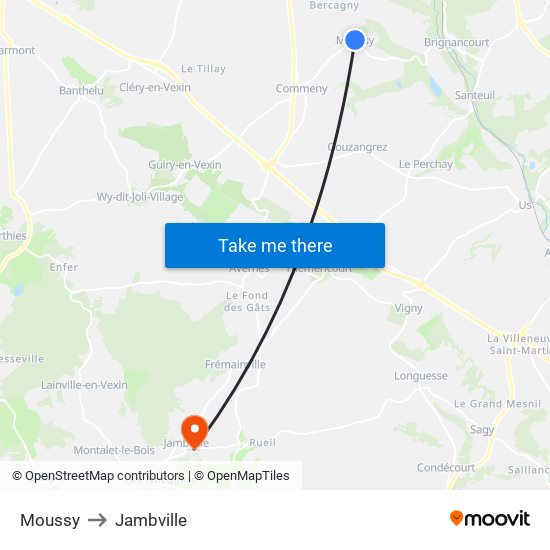 Moussy to Jambville map