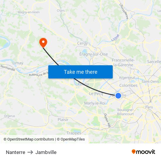 Nanterre to Jambville map