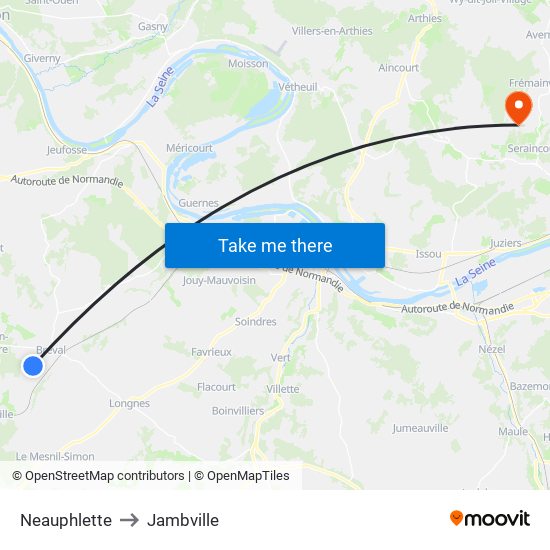 Neauphlette to Jambville map