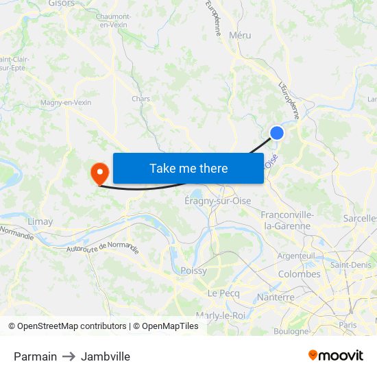 Parmain to Jambville map