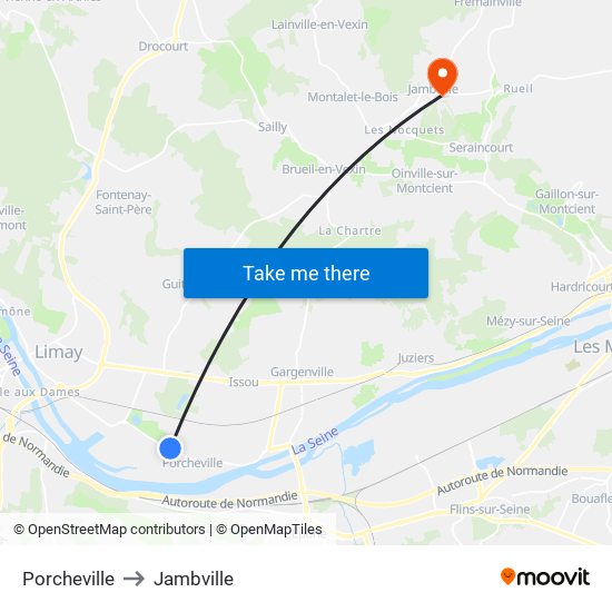 Porcheville to Jambville map