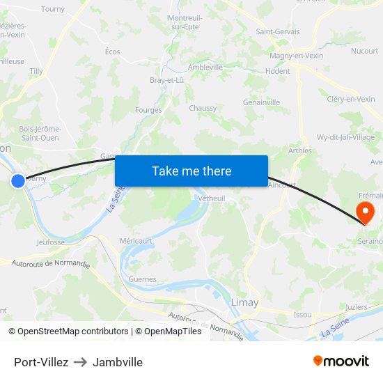 Port-Villez to Jambville map