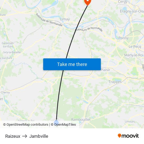Raizeux to Jambville map