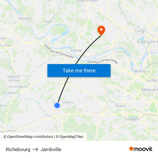 Richebourg to Jambville map