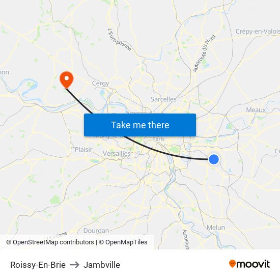 Roissy-En-Brie to Jambville map