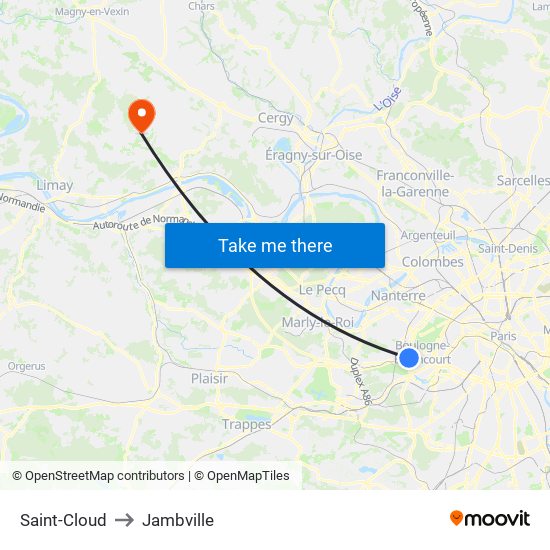 Saint-Cloud to Jambville map