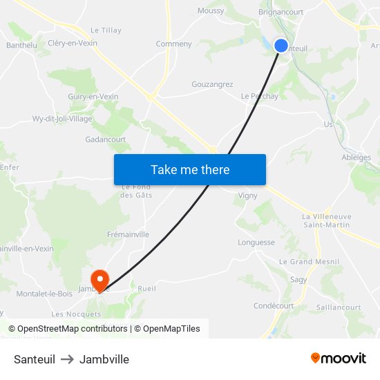 Santeuil to Jambville map