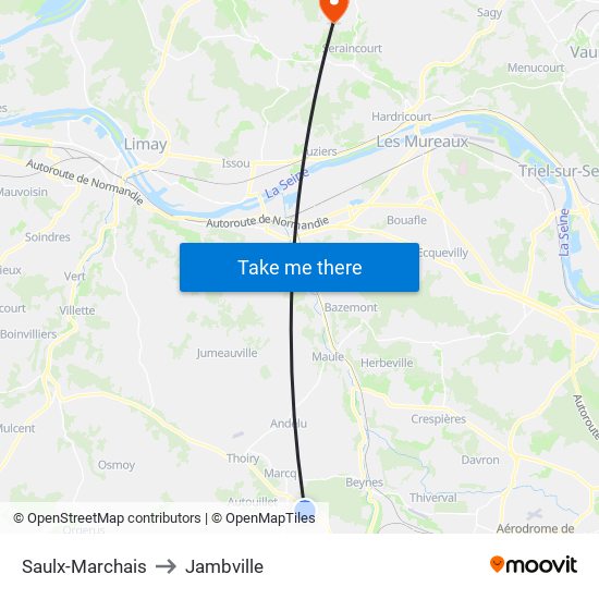 Saulx-Marchais to Jambville map