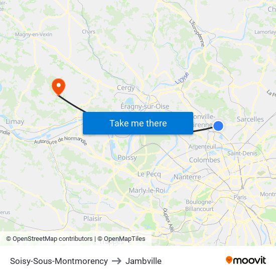 Soisy-Sous-Montmorency to Jambville map