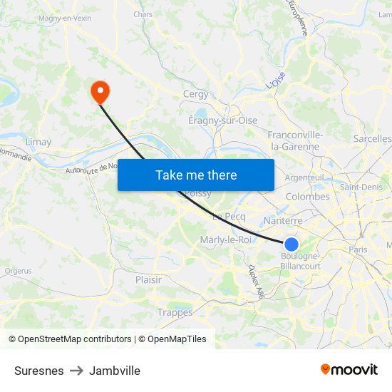 Suresnes to Jambville map