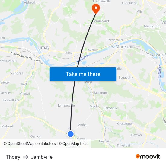 Thoiry to Jambville map