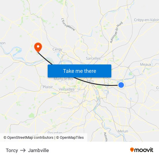Torcy to Jambville map