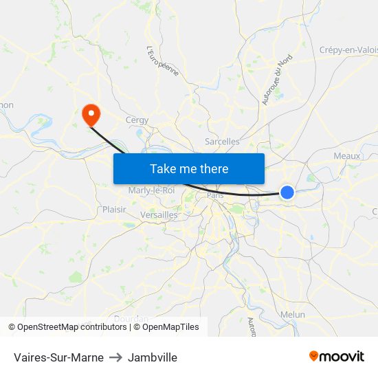 Vaires-Sur-Marne to Jambville map