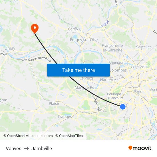 Vanves to Jambville map