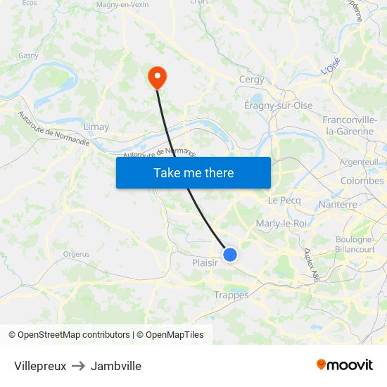 Villepreux to Jambville map