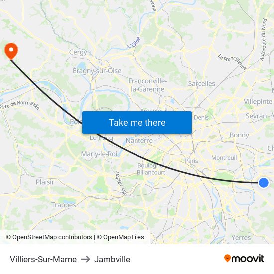 Villiers-Sur-Marne to Jambville map