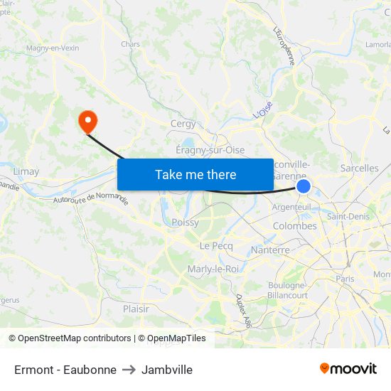 Ermont - Eaubonne to Jambville map