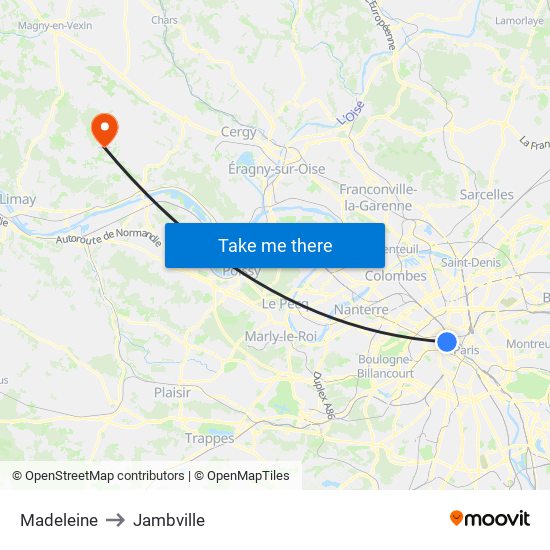 Madeleine to Jambville map