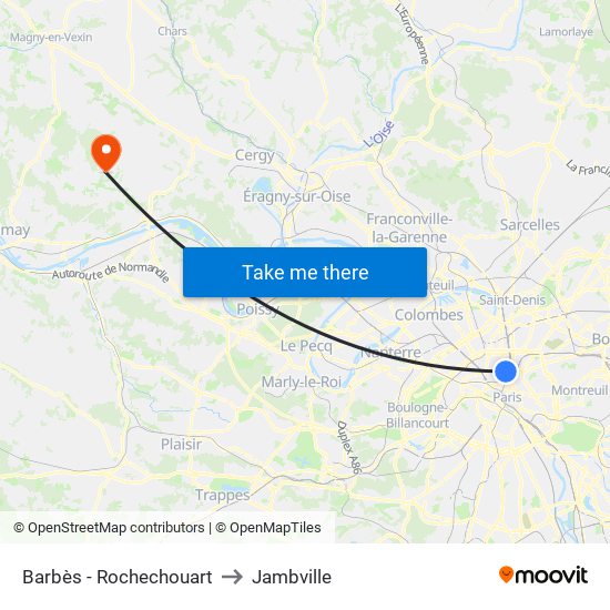 Barbès - Rochechouart to Jambville map