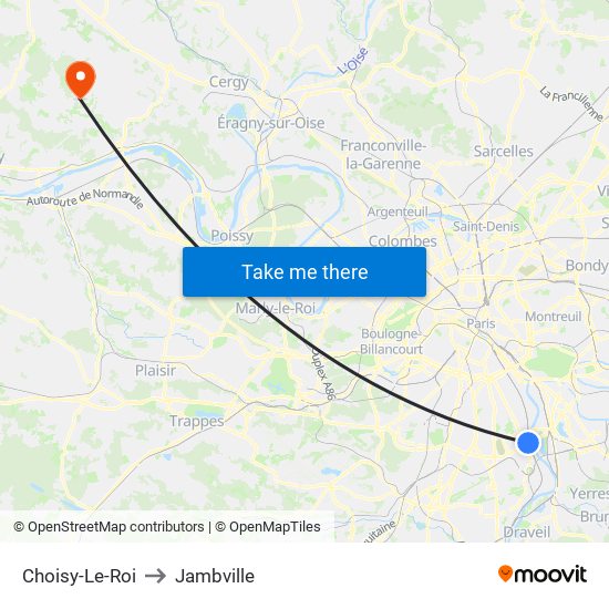 Choisy-Le-Roi to Jambville map