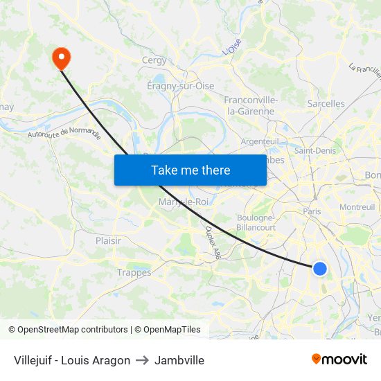 Villejuif - Louis Aragon to Jambville map