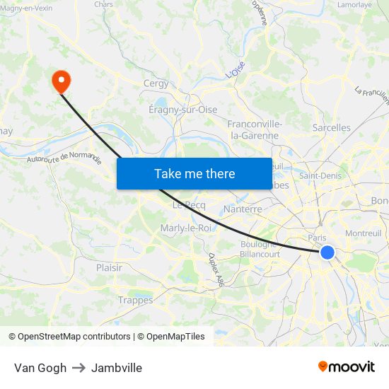 Van Gogh to Jambville map