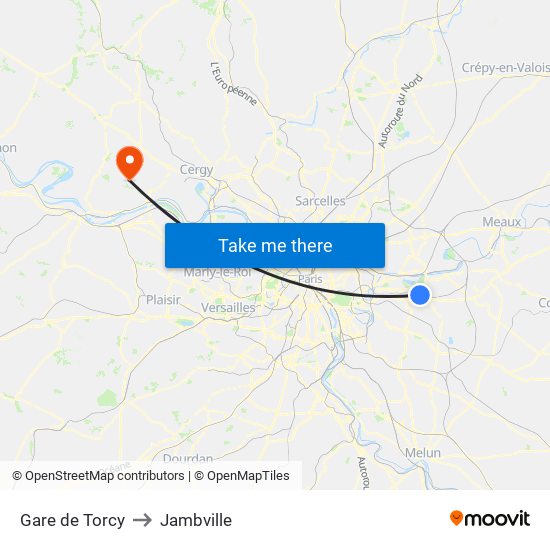 Gare de Torcy to Jambville map