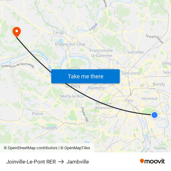 Joinville-Le-Pont RER to Jambville map