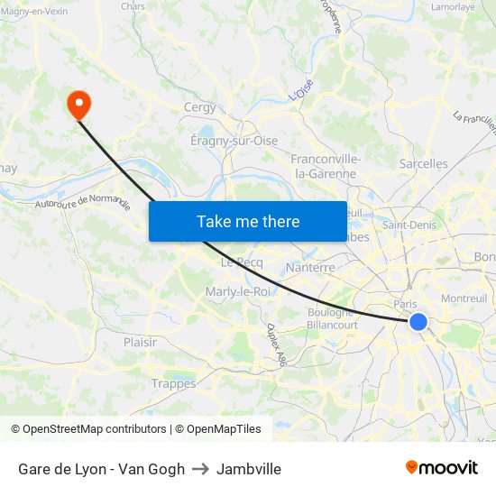 Gare de Lyon - Van Gogh to Jambville map