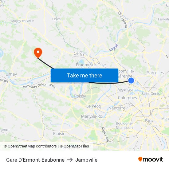 Gare D'Ermont-Eaubonne to Jambville map
