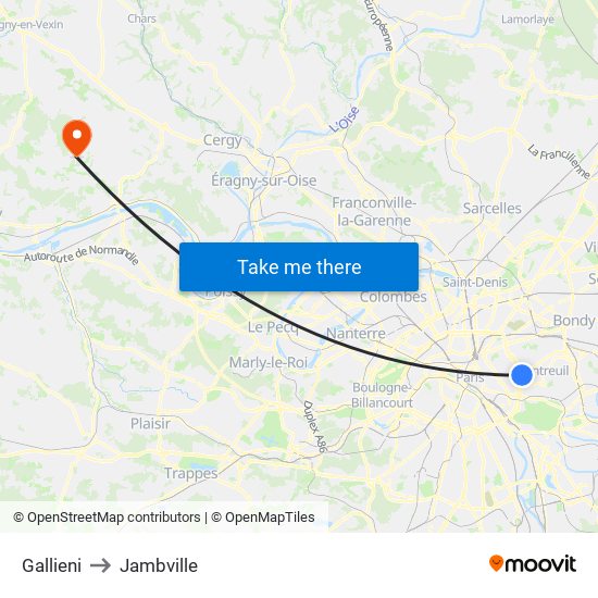 Gallieni to Jambville map