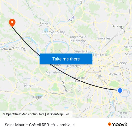 Saint-Maur – Créteil RER to Jambville map