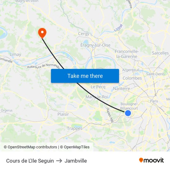 Cours de L'Ile Seguin to Jambville map
