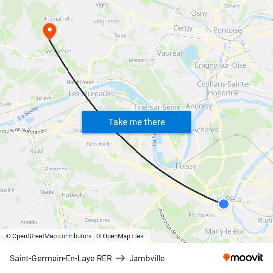 Saint-Germain-En-Laye RER to Jambville map