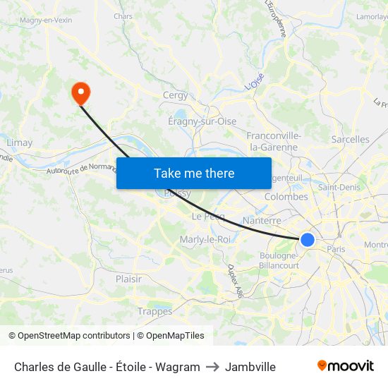 Charles de Gaulle - Étoile - Wagram to Jambville map