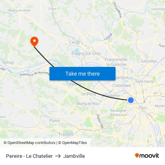 Pereire - Le Chatelier to Jambville map